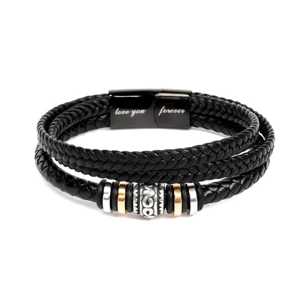 Love You Forever Leather Weave Men's Bracelet