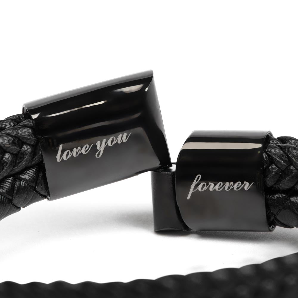 Love You Forever Leather Weave Men's Bracelet