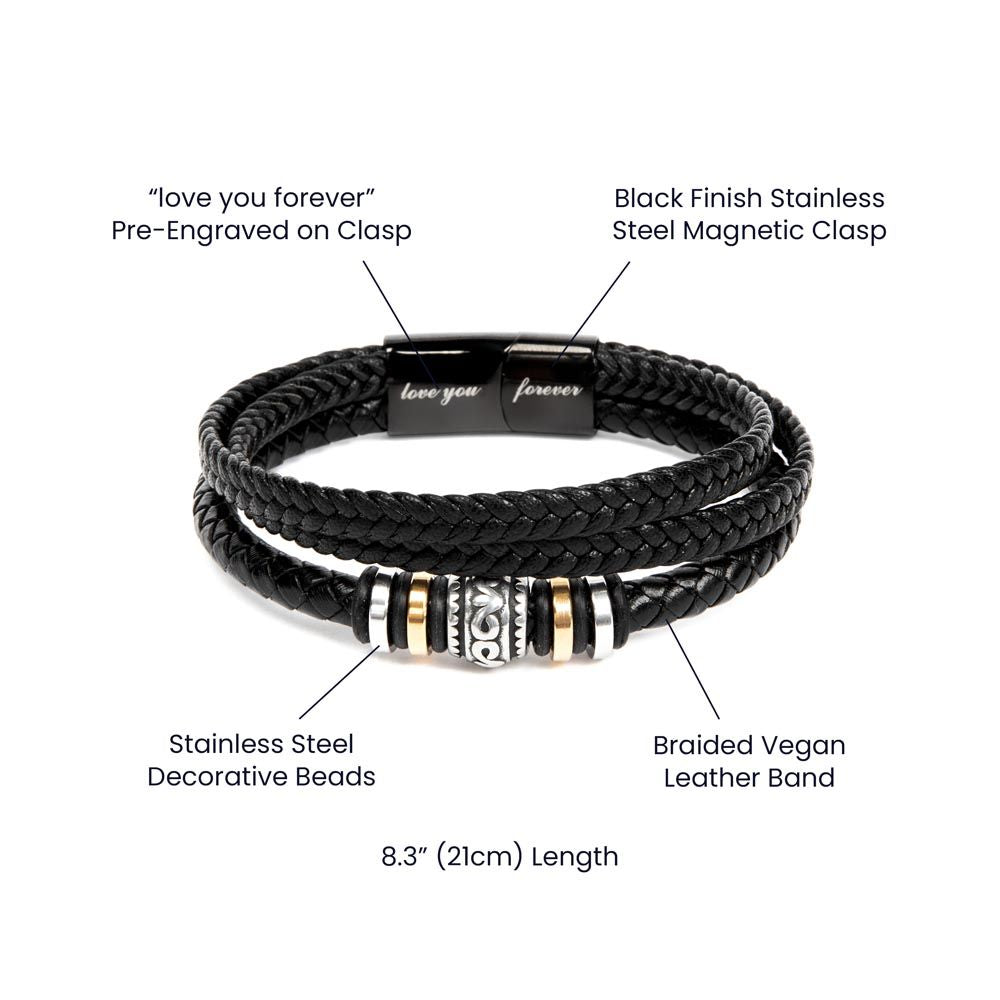 Love You Forever Leather Weave Men's Bracelet