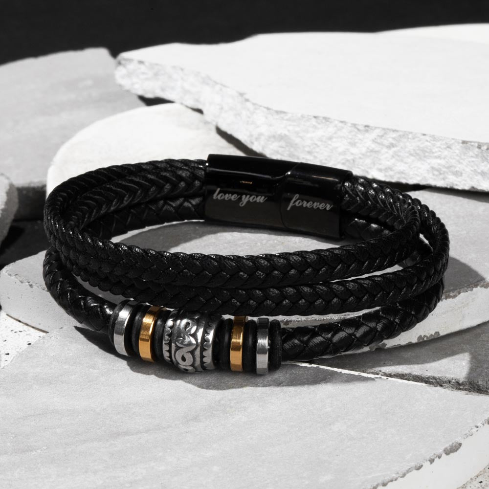 Love You Forever Leather Weave Men's Bracelet