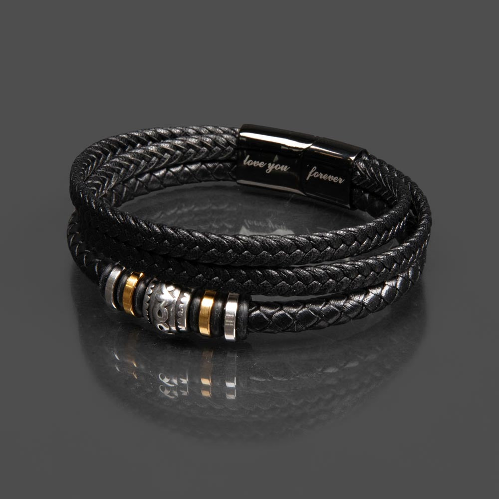 Love You Forever Leather Weave Men's Bracelet